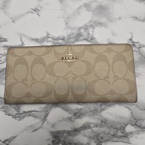 Coach Signature Canvas Continental Wallet in Beige